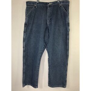 WRANGLER Mens 38 x 29 Carpenter Dark Wash Blue Jeans Cotton Blend